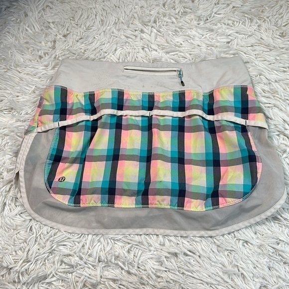 Lululemon Hotty Hot Skirt *4-way Stretch Wee Wheezy Check Bleached Coral Cadet B - Picture 5 of 8